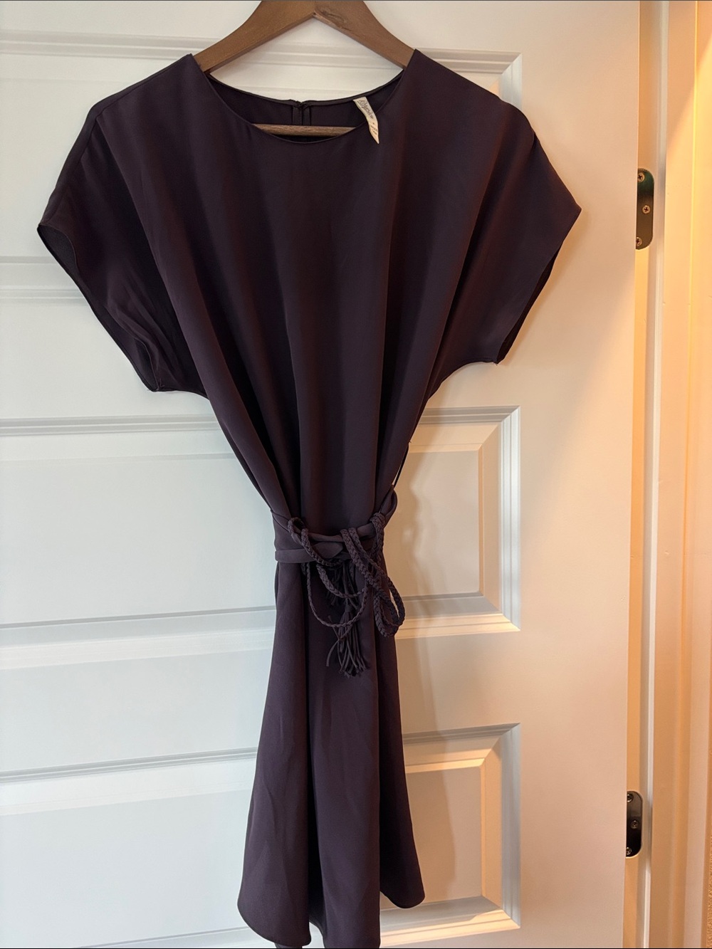 Rory Beca Deep Plum Tie-Waist Midi Dress